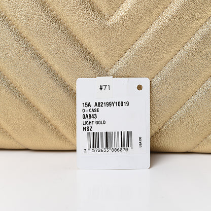 Chanel Metallic Calfskin Chevron Quilted Large Cosmetic Case Light Gold 8 of 9