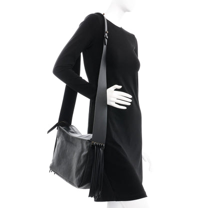 Lanvin Calfskin Tribale Fringe Shoulder Bag Black 2 of 7