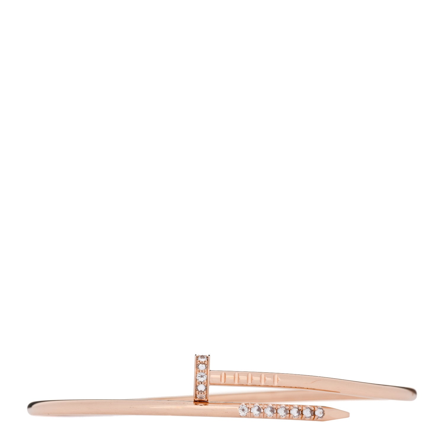 Cartier 18K Pink Gold Diamond Small Juste Un Clou Reverse Set Bracelet 18 1 of 5