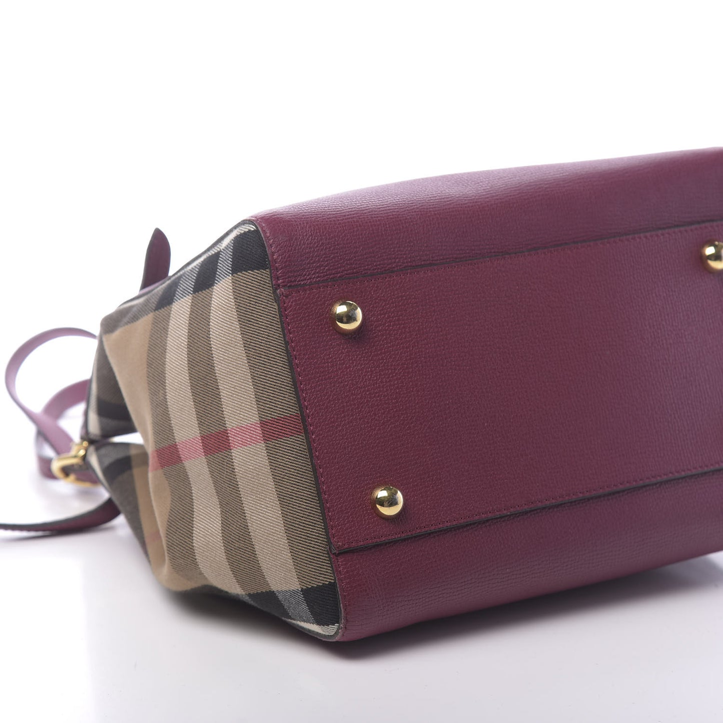 Grainy Calfskin House Check Small Canterbury Tote Berry Pink