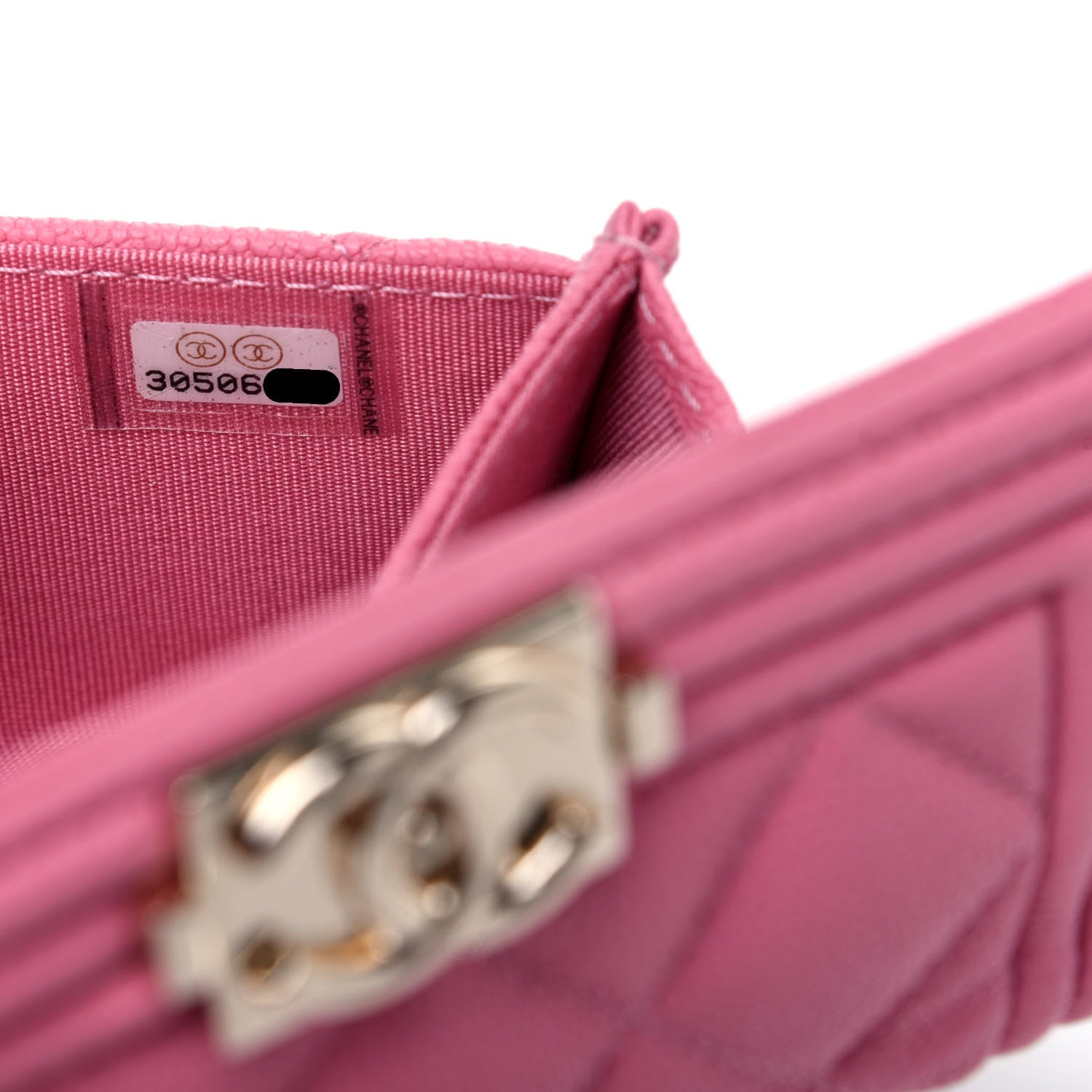 Chanel Caviar Quilted Boy Flap Card Holder Wallet Light Pink 8 of 12