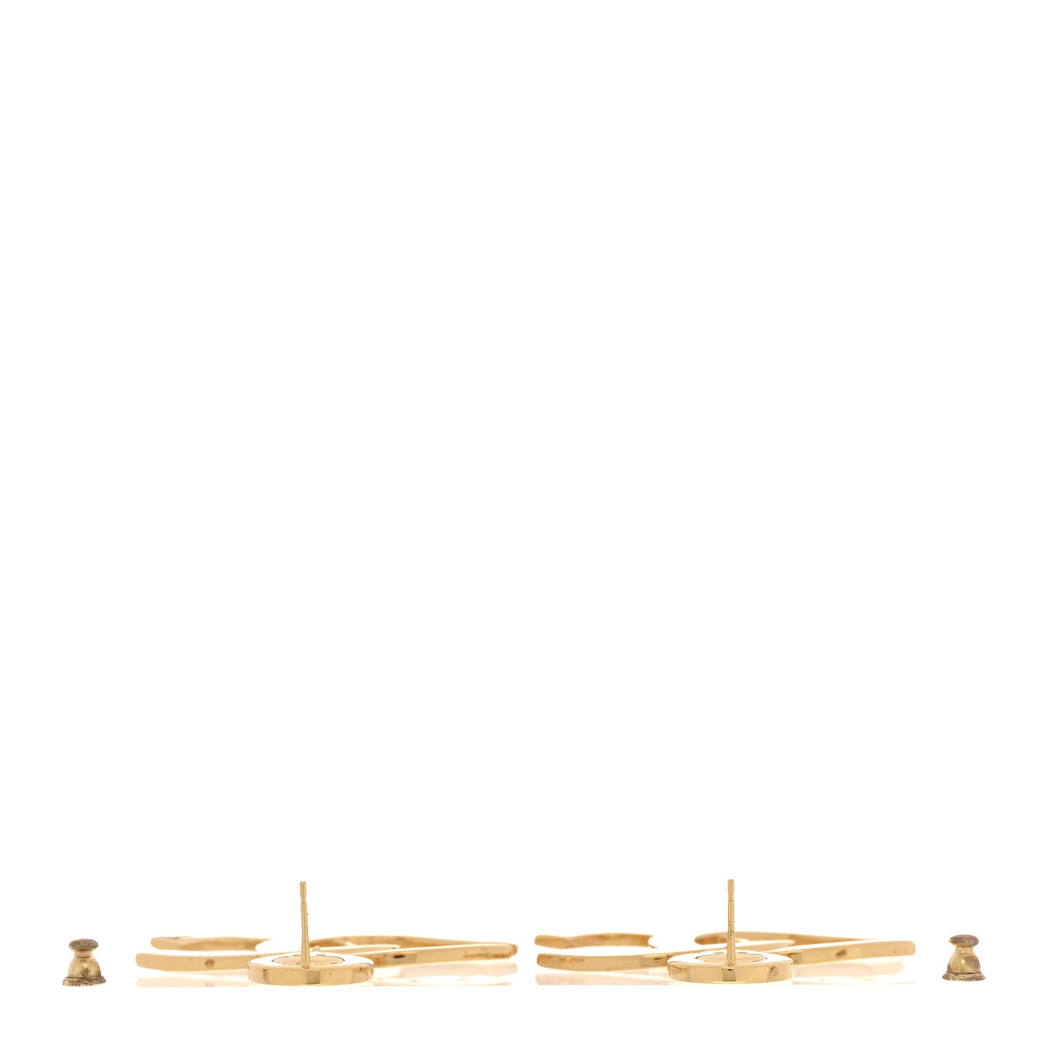 Chanel Metal Large Paris Button Earrings Gold 3 of 5