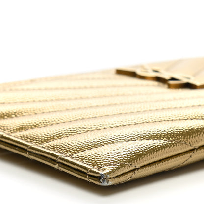 Saint Laurent Iridescent Grain De Poudre Matelasse Chevron Monogram Bill Pouch Gold 8 of 10