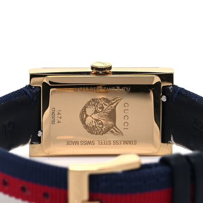 Gucci Stainless Steel Nylon Mother of Pearl 21mm Web G-Frame Quartz Watch Blue 4 of 6