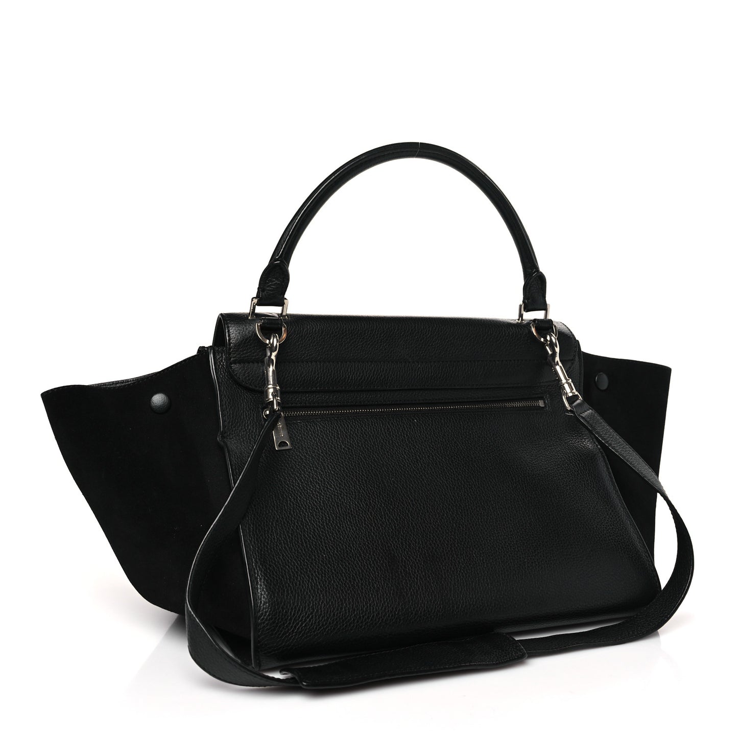 Drummed Calfskin Suede Medium Trapeze Black