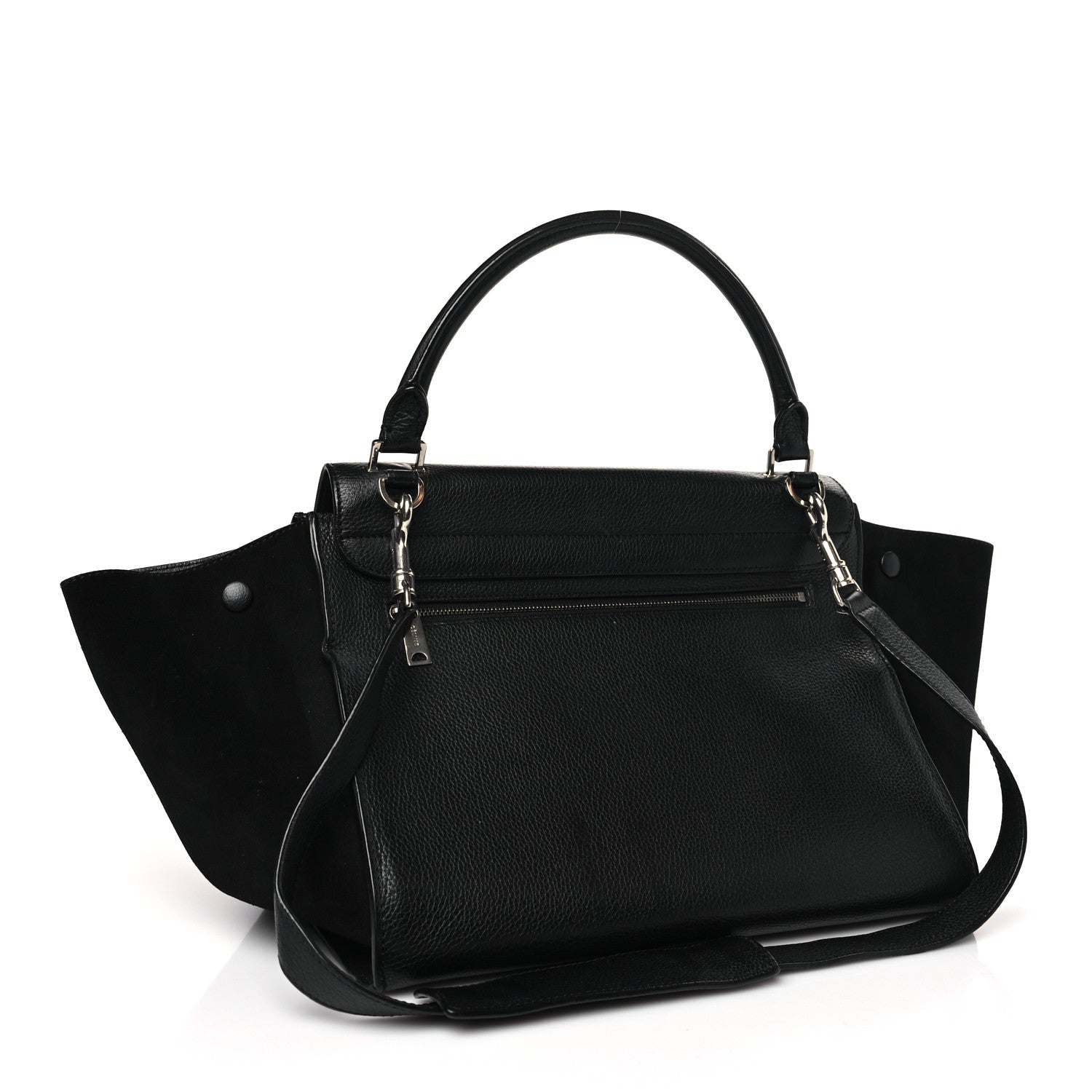 Celine Drummed Calfskin Suede Medium Trapeze Black 3 of 8