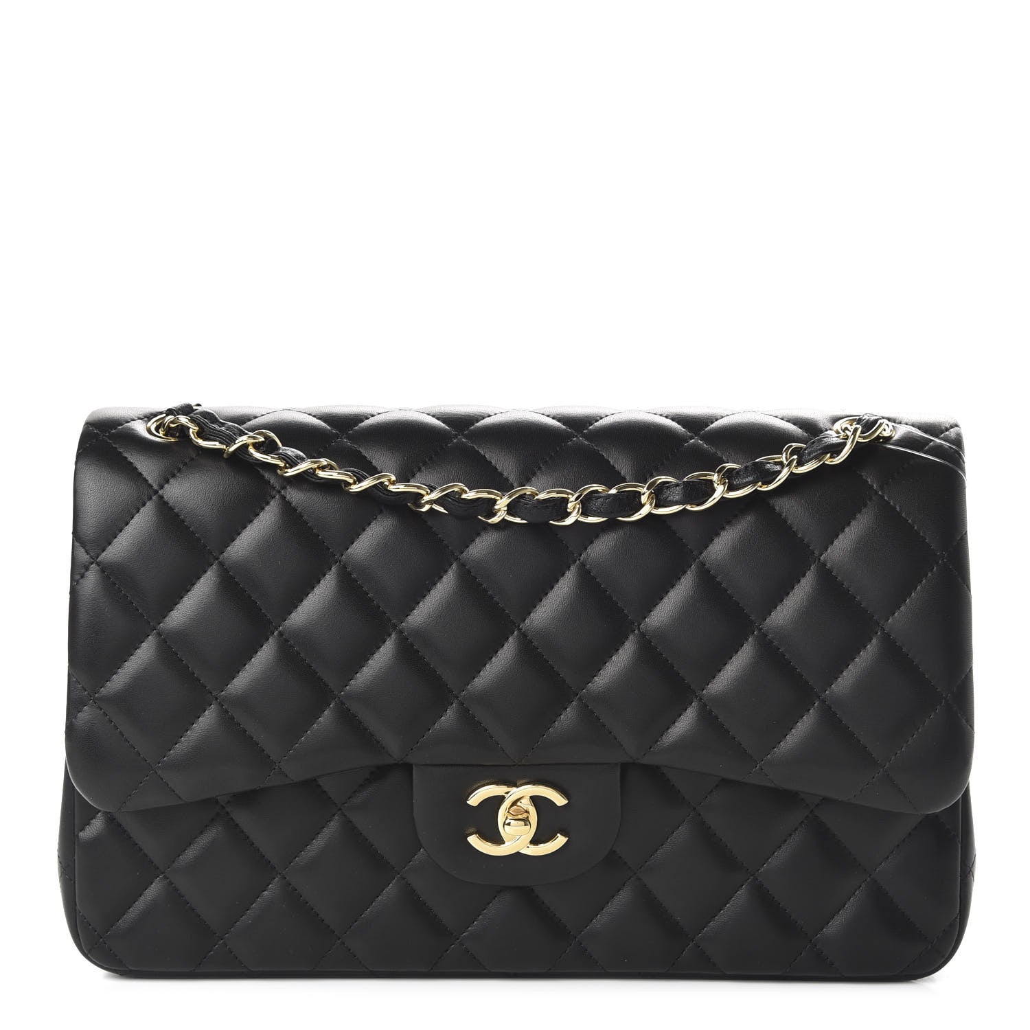 Chanel Lambskin Quilted Jumbo Double Flap Black 1 of 13