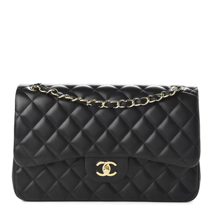 Chanel Lambskin Quilted Jumbo Double Flap Black 1 of 13