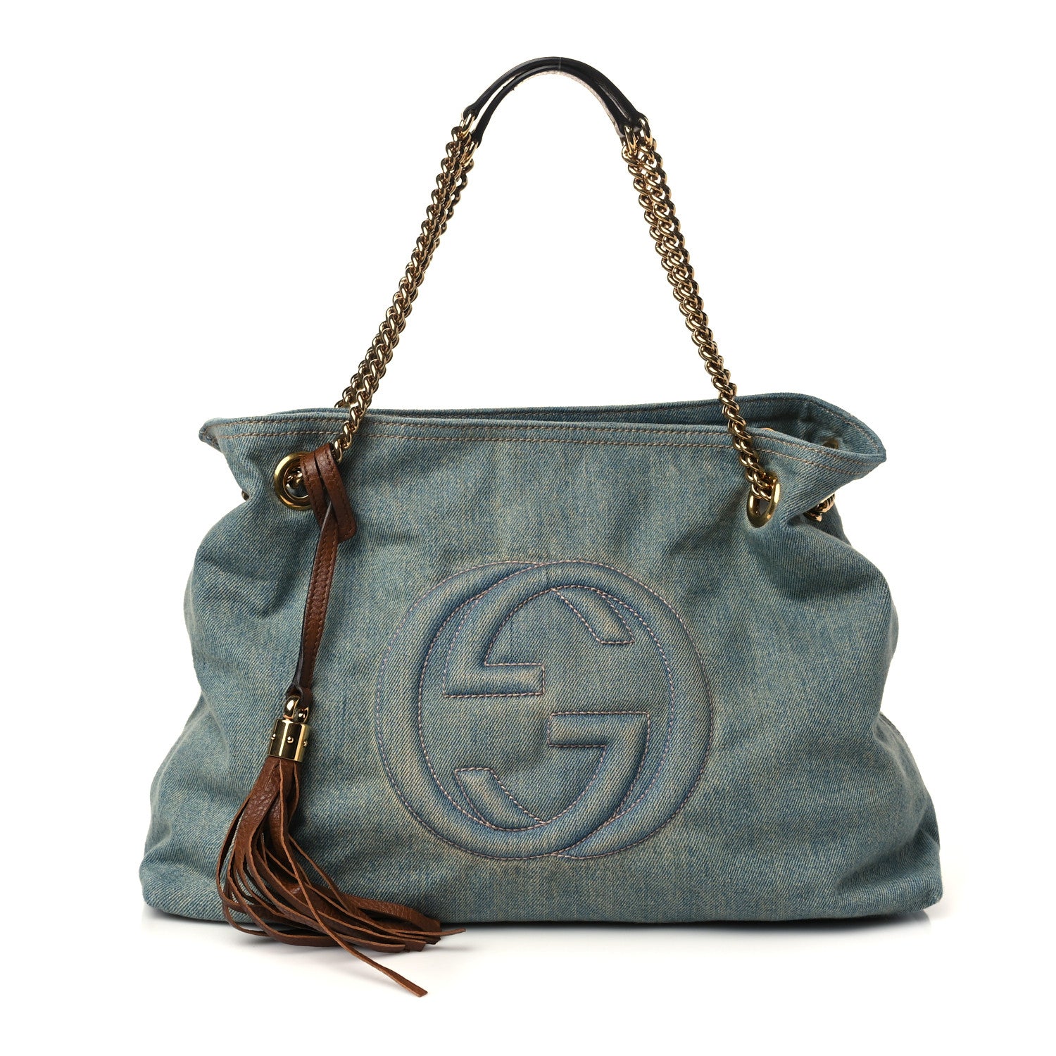 Gucci Denim Medium Soho Chain Shoulder Bag Blue 1 of 6