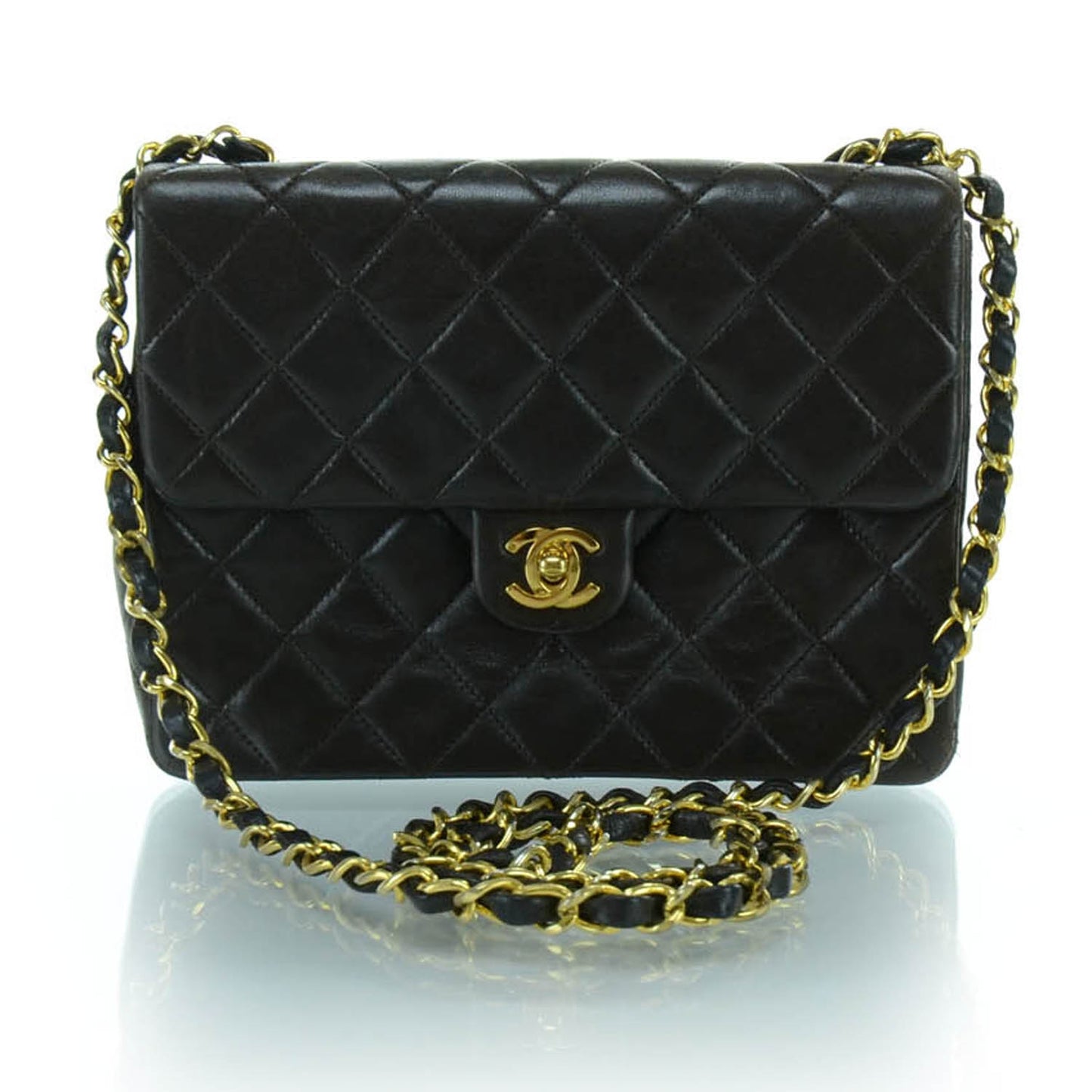 Lambskin Quilted Mini Flap Brown