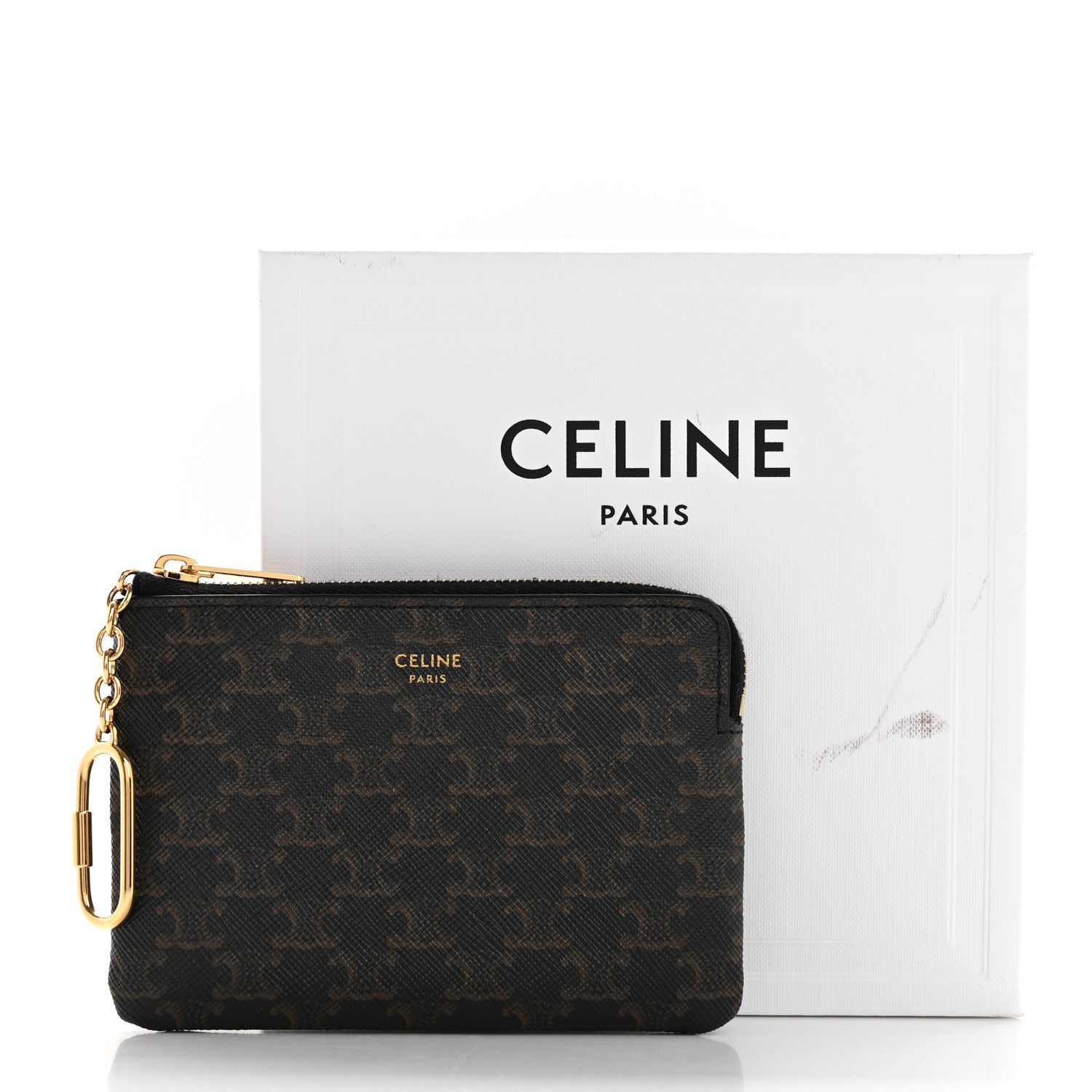 Celine Triomphe Canvas Coin and Card Pouch With Hook Black 9 of 9