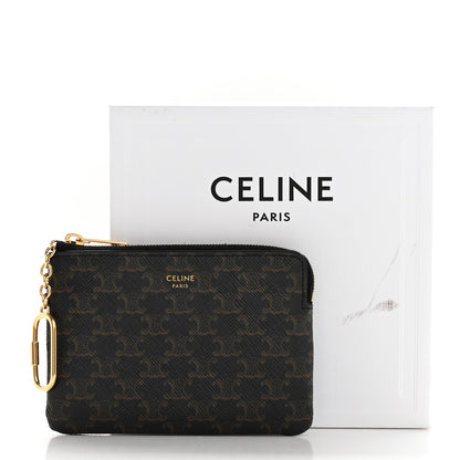 Celine Triomphe Canvas Coin and Card Pouch With Hook Black 9 of 9
