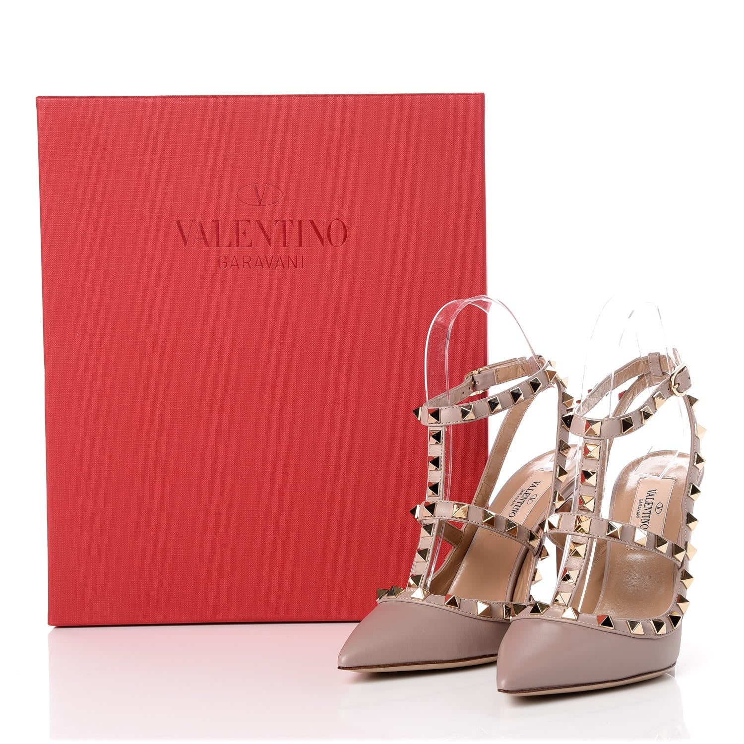 Valentino Garavani Nappa Rockstud Ankle Strap Pumps 35.5 Poudre 8 of 8