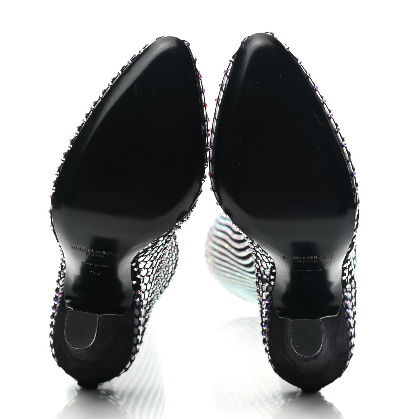 Mesh Crystal 68 Knee High Boots 37 Black