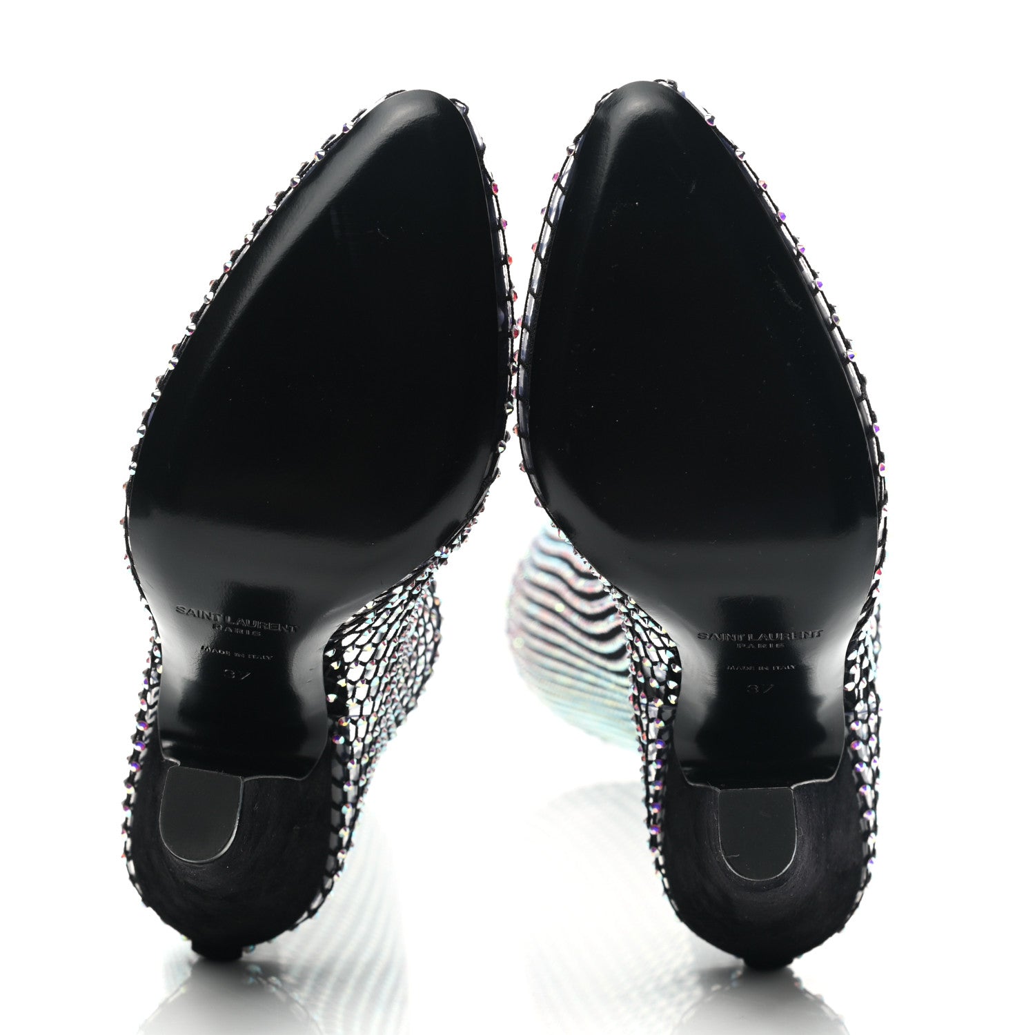 Saint Laurent Mesh Crystal 68 Knee High Boots 37 Black 5 of 7