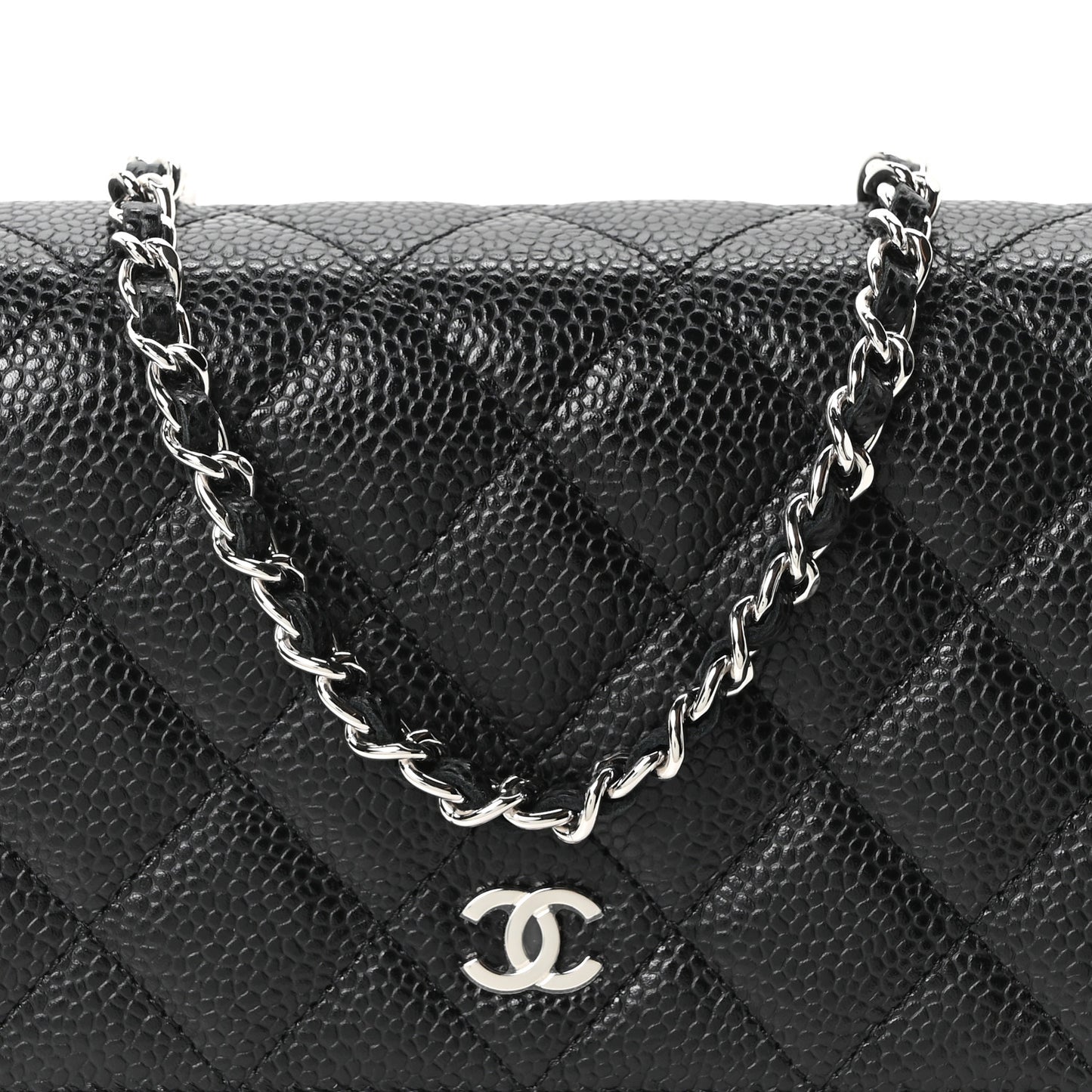 Caviar Quilted Wallet on Chain WOC Black