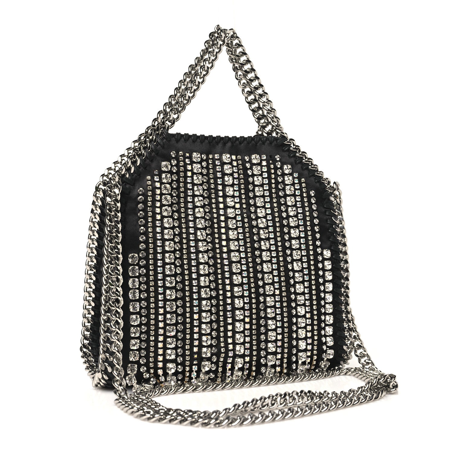 Stella McCartney Eco Satin Tiny Crystal Fringe Falabella Tote Black 3 of 10