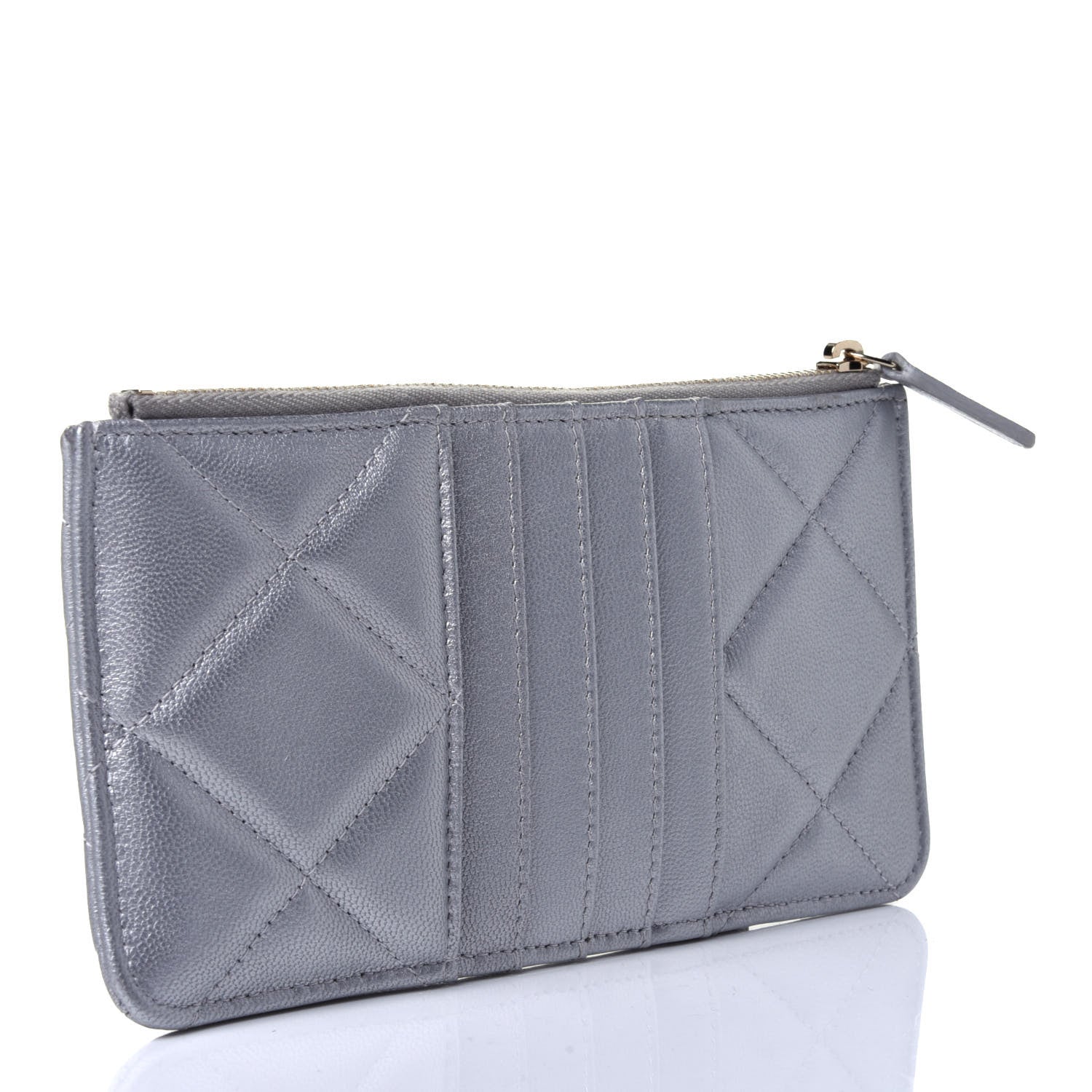 Chanel Lambskin Quilted Chanel 19 Phone and Card Holder Silver 2 of 4