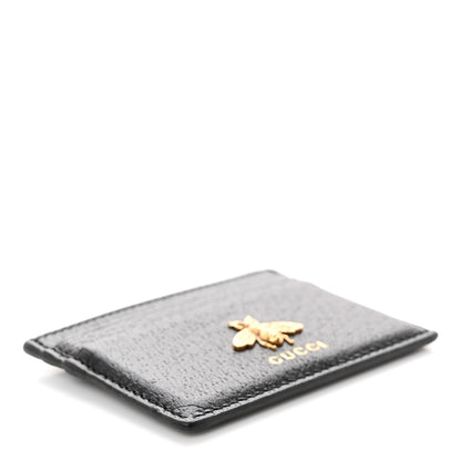 Gucci Pebbled Calfskin Animalier Card Holder Black 4 of 7