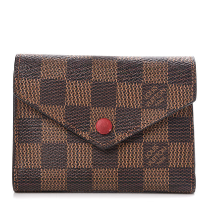 Louis Vuitton Damier Ebene Victorine Wallet Red 1 of 10