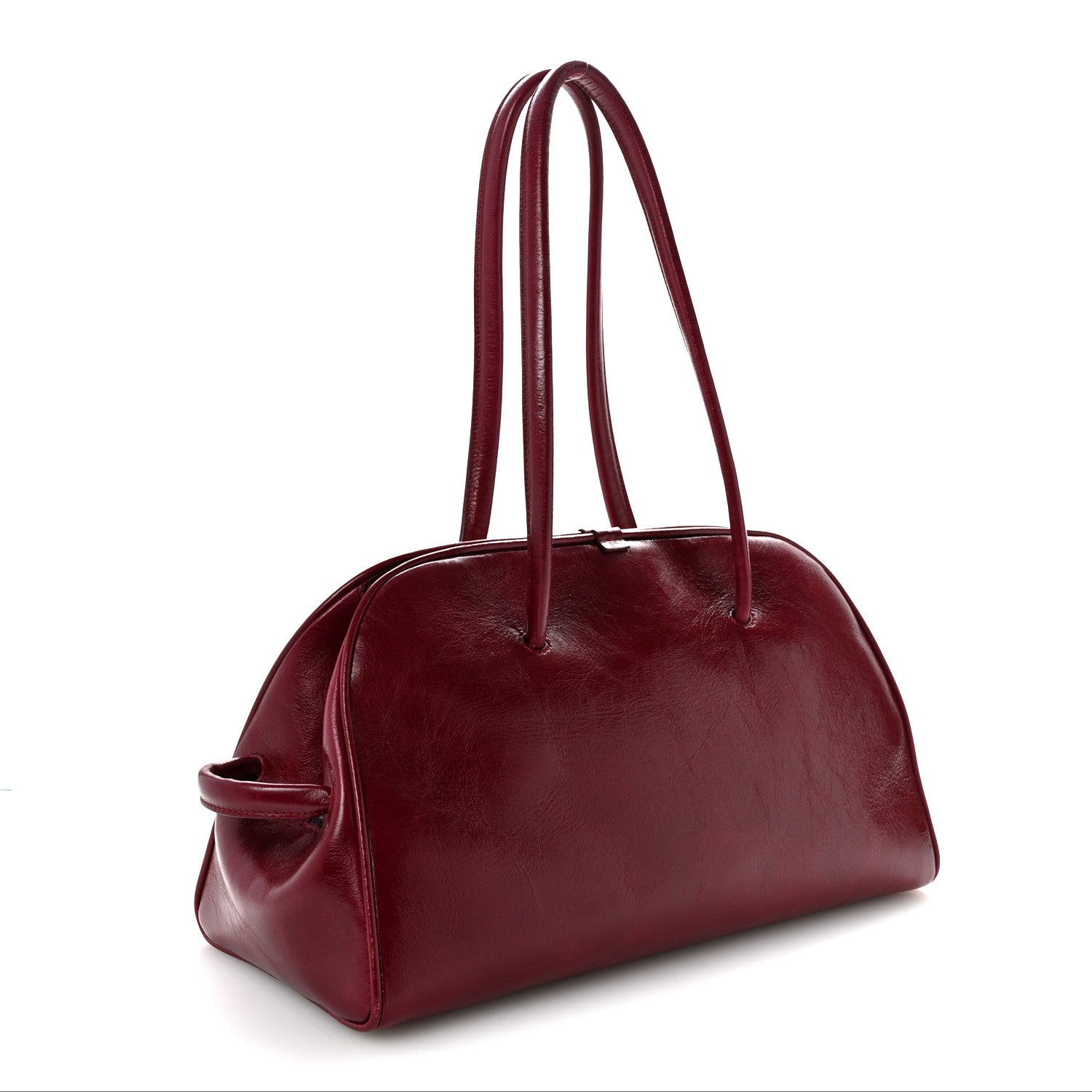 Jacquemus Shiny Vintage Calfskin Le Turismo Soft Bowling Bag Burgundy 3 of 15