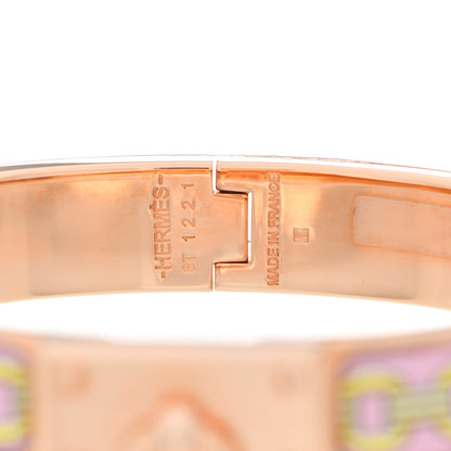 Hermes Enamel Anneau Flots Fleures Et Frontaux Bracelet PM Ultra Pink 4 of 5
