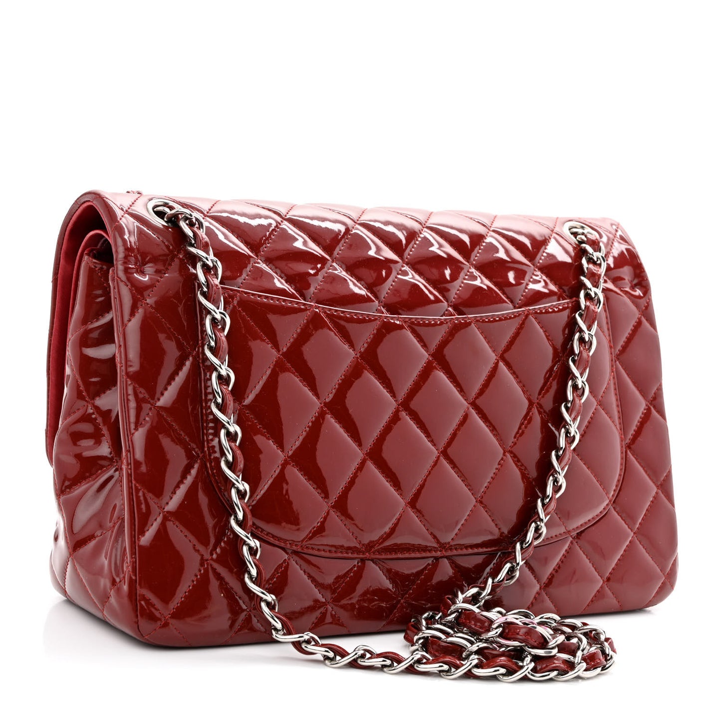 Patent Quilted Jumbo Double Flap Red