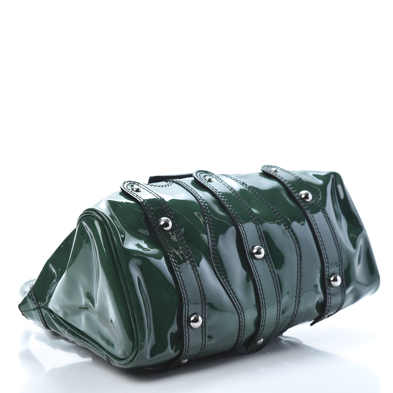 Valentino Garavani Patent Crystal Catch Satchel Green 4 of 13