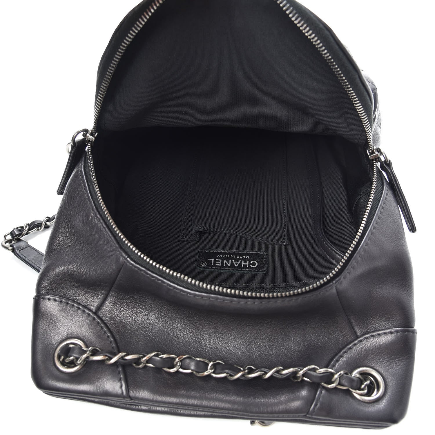 Chanel Lambskin Quilted Drawstring Backpack Black 5 of 10