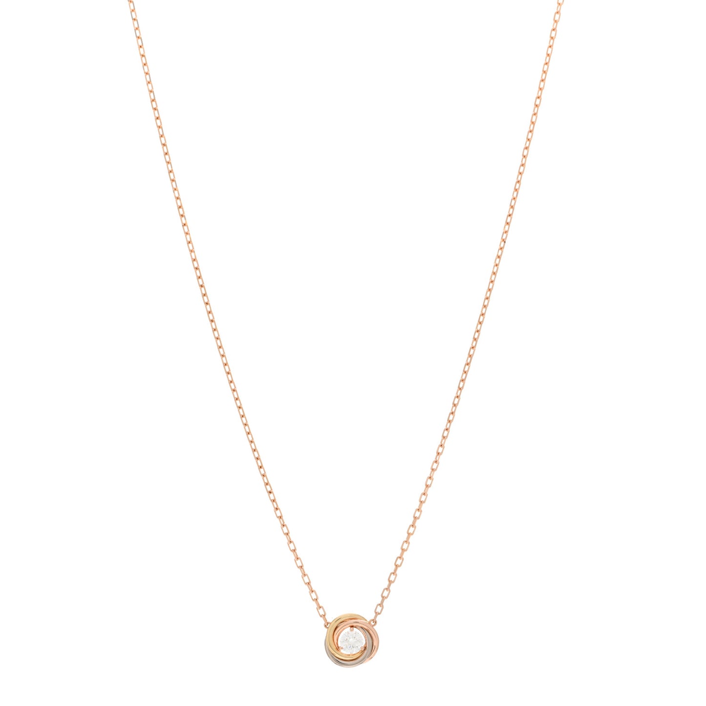18K Pink White Yellow Gold Diamond Trinity De Cartier Pendant Necklace