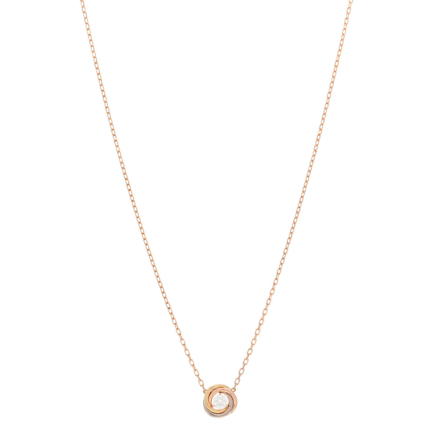 Cartier 18K Pink White Yellow Gold Diamond Trinity De Cartier Pendant Necklace 1 of 5