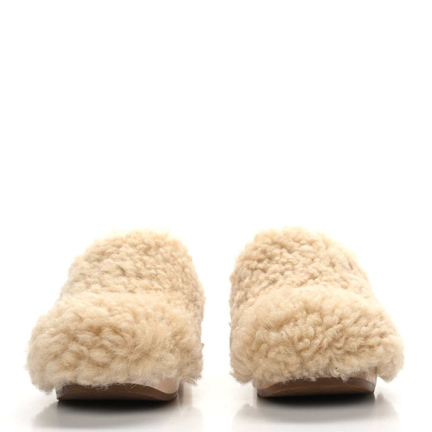 Chanel Shearling Lambskin Clogs 38 Beige 2 of 9