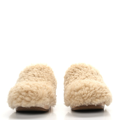 Chanel Shearling Lambskin Clogs 38 Beige 2 of 9