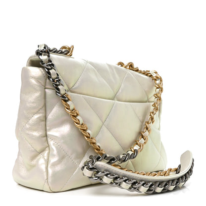 Chanel Iridescent Calfskin Quilted Large Chanel 19 Flap White 3 of 10