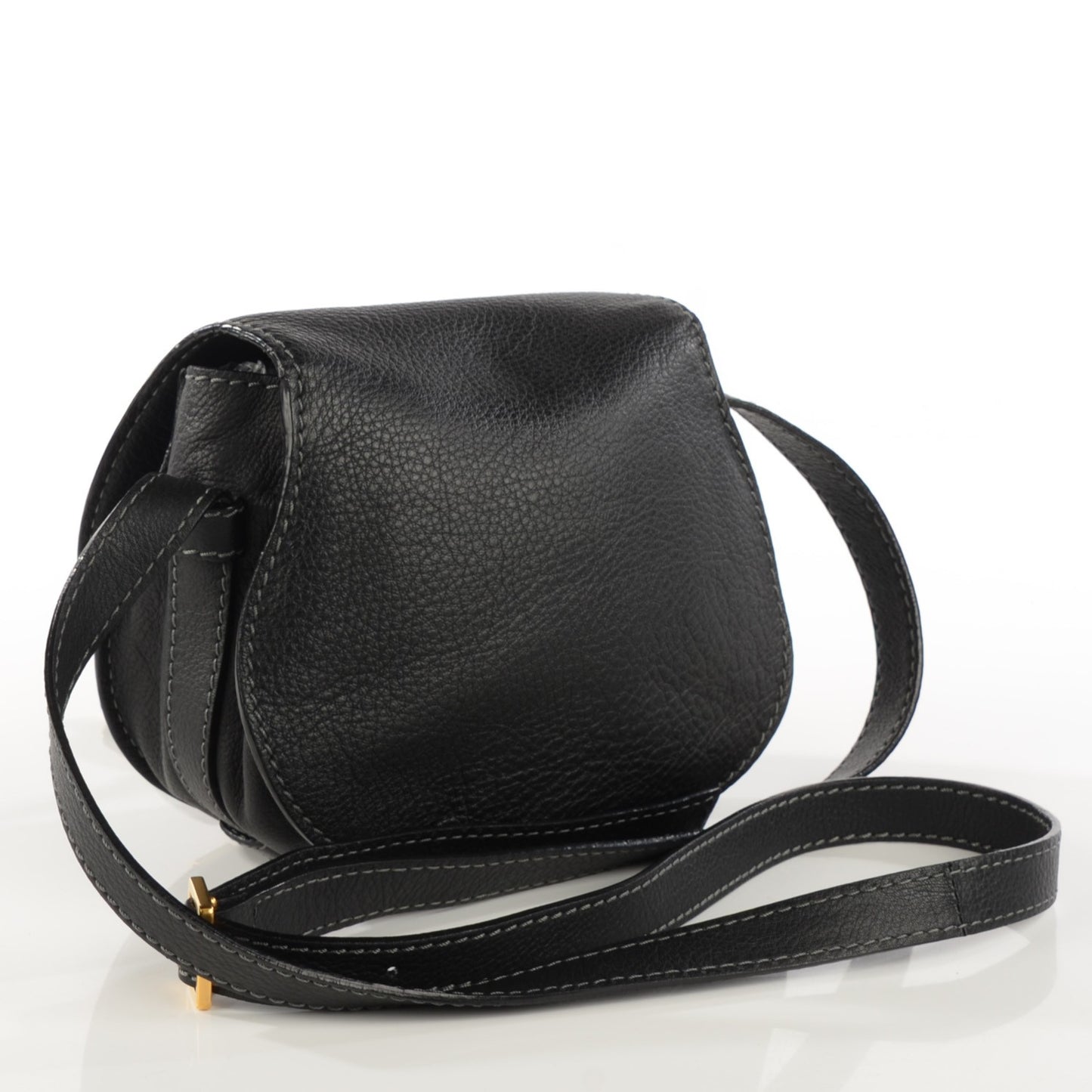 Calfskin Mini Marcie Round Crossbody Bag Black