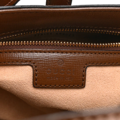 Gucci GG Supreme Monogram Azalea Calfskin Web Small Jackie 1961 Tote Beige Ebony Brown Sugar 6 of 11
