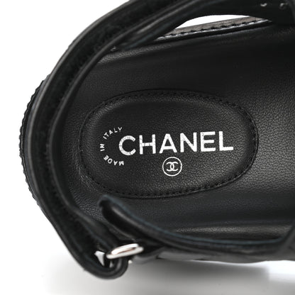 Chanel Lambskin Velcro Dad Sandals 38 Black 7 of 8