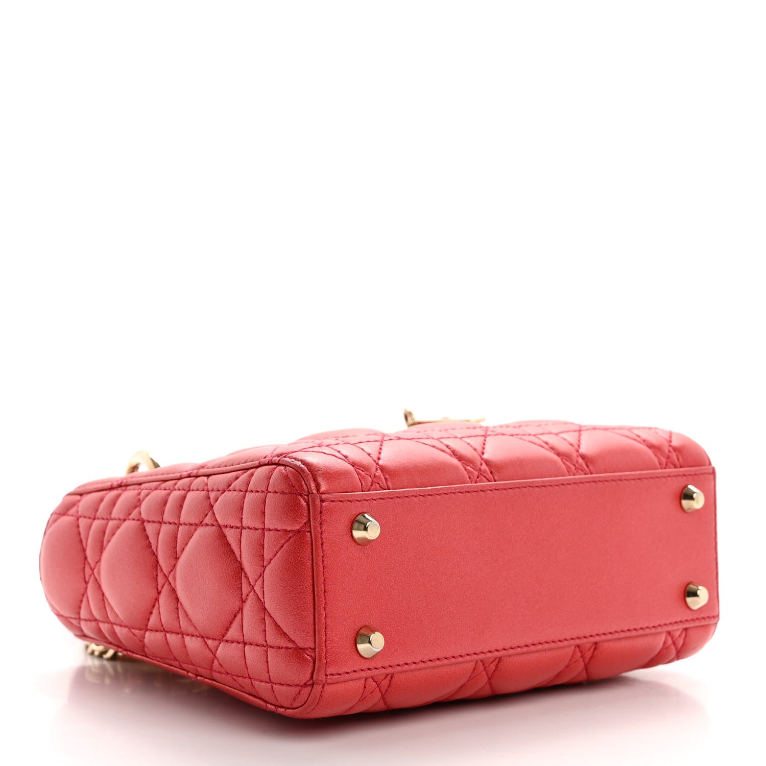 Christian Dior Metallic Lambskin Cannage Mini Lady Dior Red 4 of 9