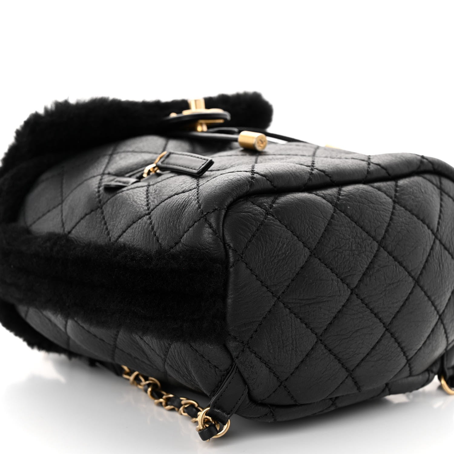 Chanel Lambskin Shearling Quilted CC Backpack Black 8 of 9