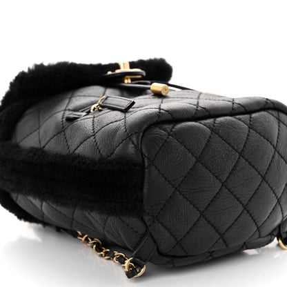 Chanel Lambskin Shearling Quilted CC Backpack Black 8 of 9