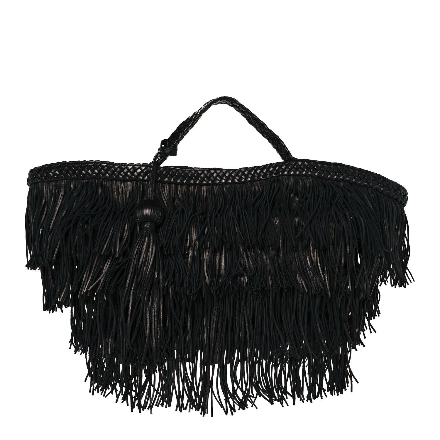 Saint Laurent Calfskin Panier Fringe Tote Black 1 of 9