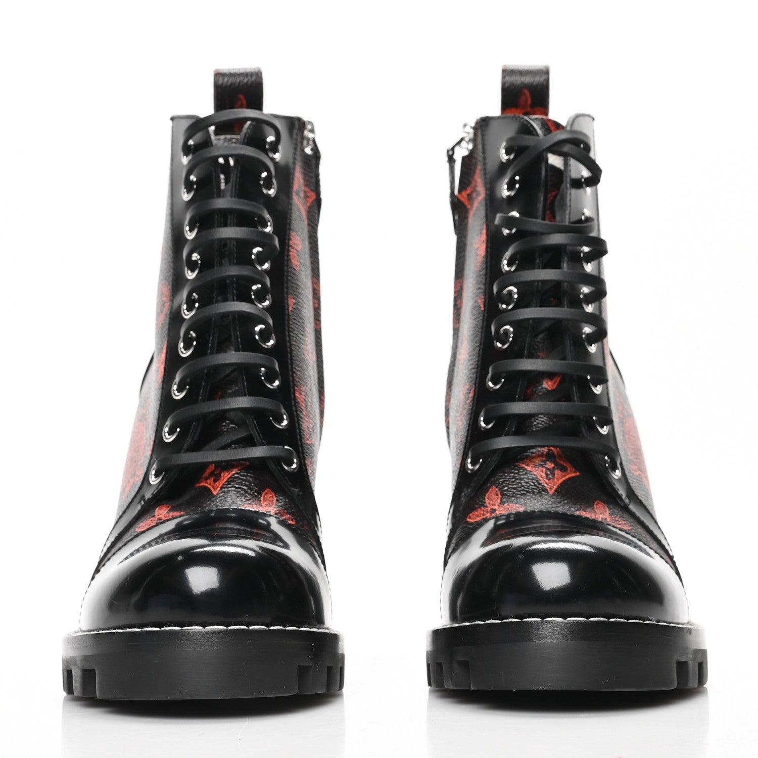 Louis Vuitton Patent Calfskin Catogram Star Trail Ankle Boots 39 Black Marron 2 of 7