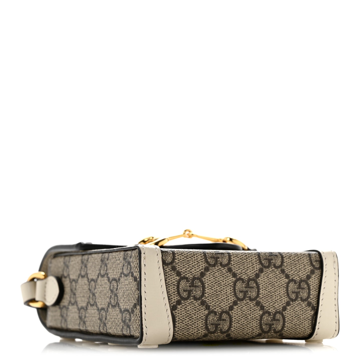 GG Supreme Monogram Azalea Calfskin Mini Horsebit 1955 Crossbody Bag Beige Ebony Mystic White