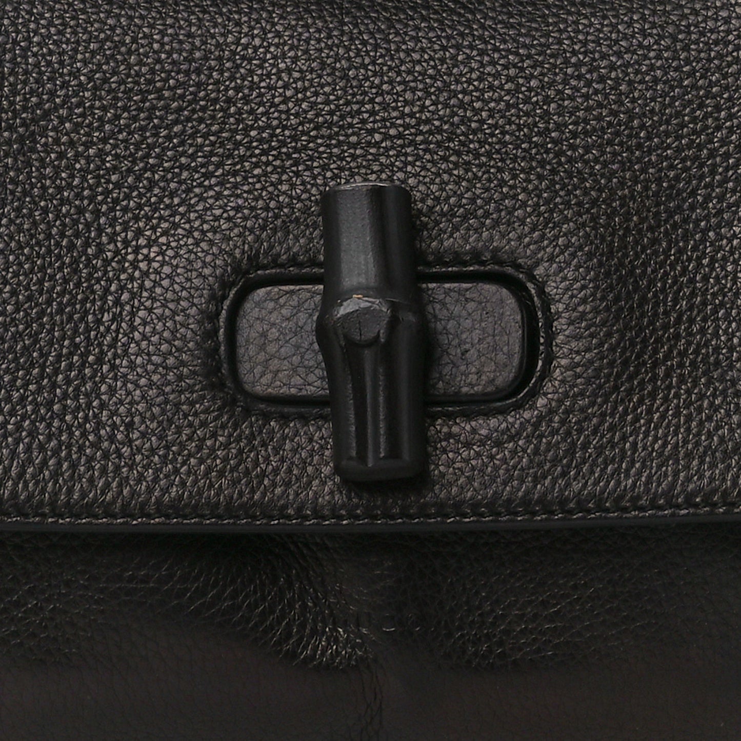Pebbled Calfskin Bamboo Daily Clutch Black