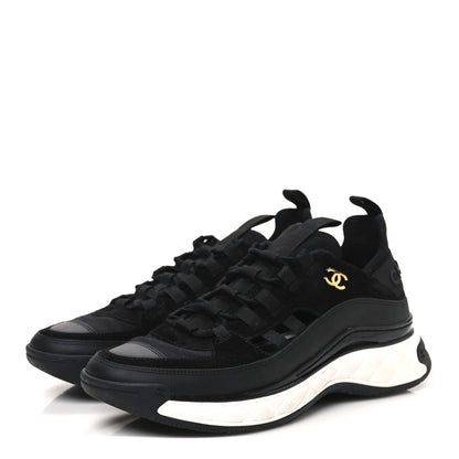 Chanel Velvet Calfskin Mixed Fibers CC Sneakers 39.5 Black 4 of 10