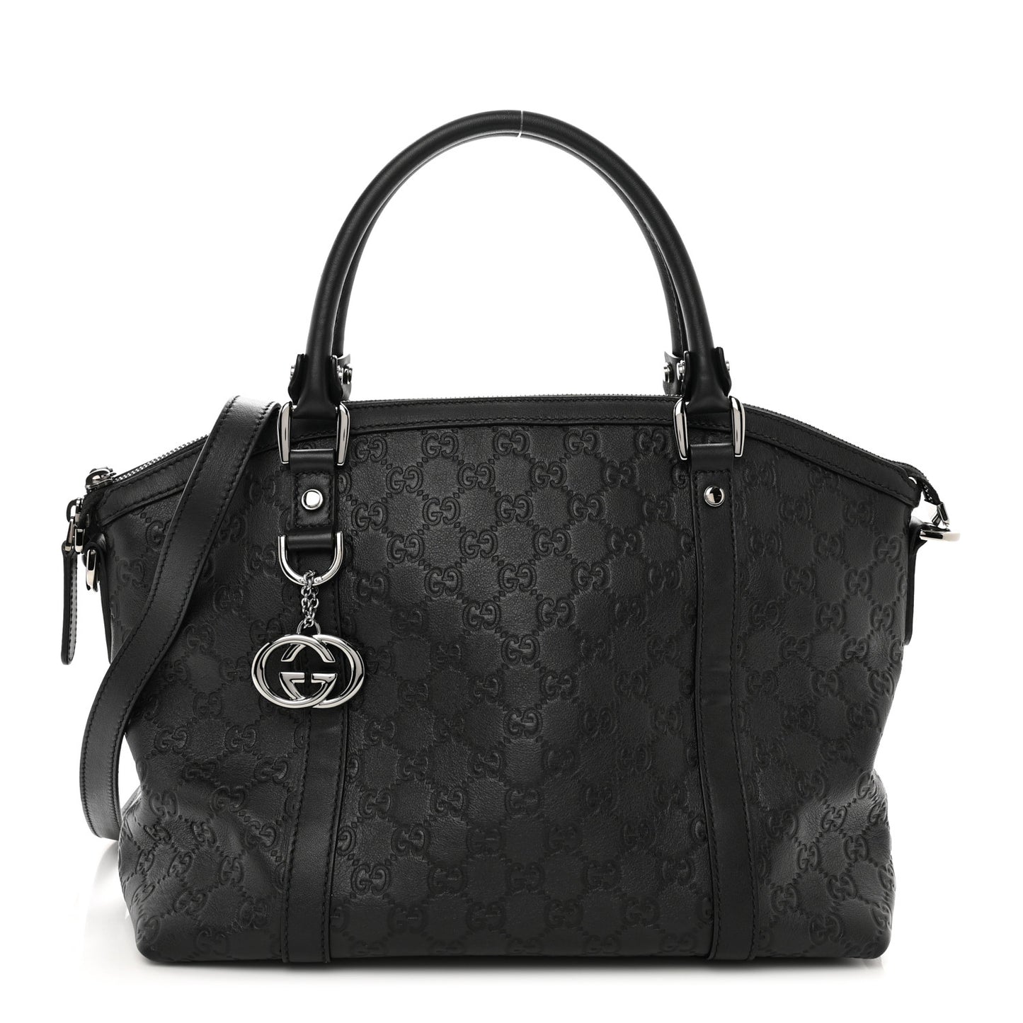 Guccissima Medium GG Charm Dome Satchel Black