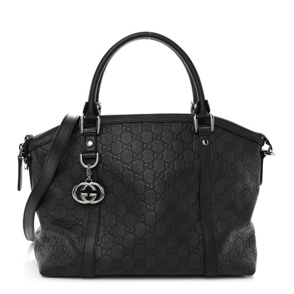 Gucci Guccissima Medium GG Charm Dome Satchel Black 1 of 10