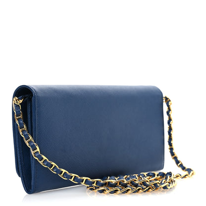 Prada Saffiano Metal Oro Chain Wallet Bleuette 3 of 18