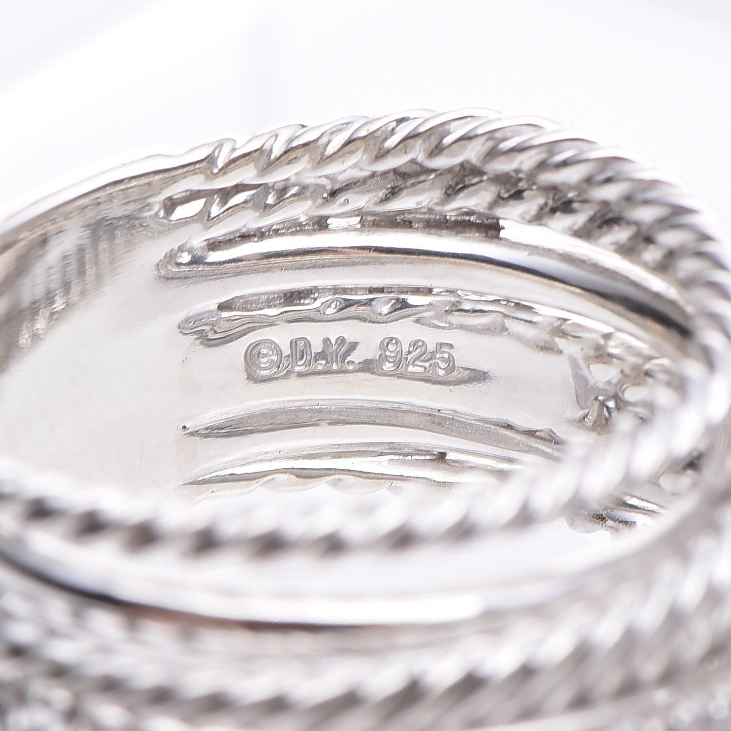 Sterling Silver Diamond 11mm Wide Crossover Cable Ring 52 6