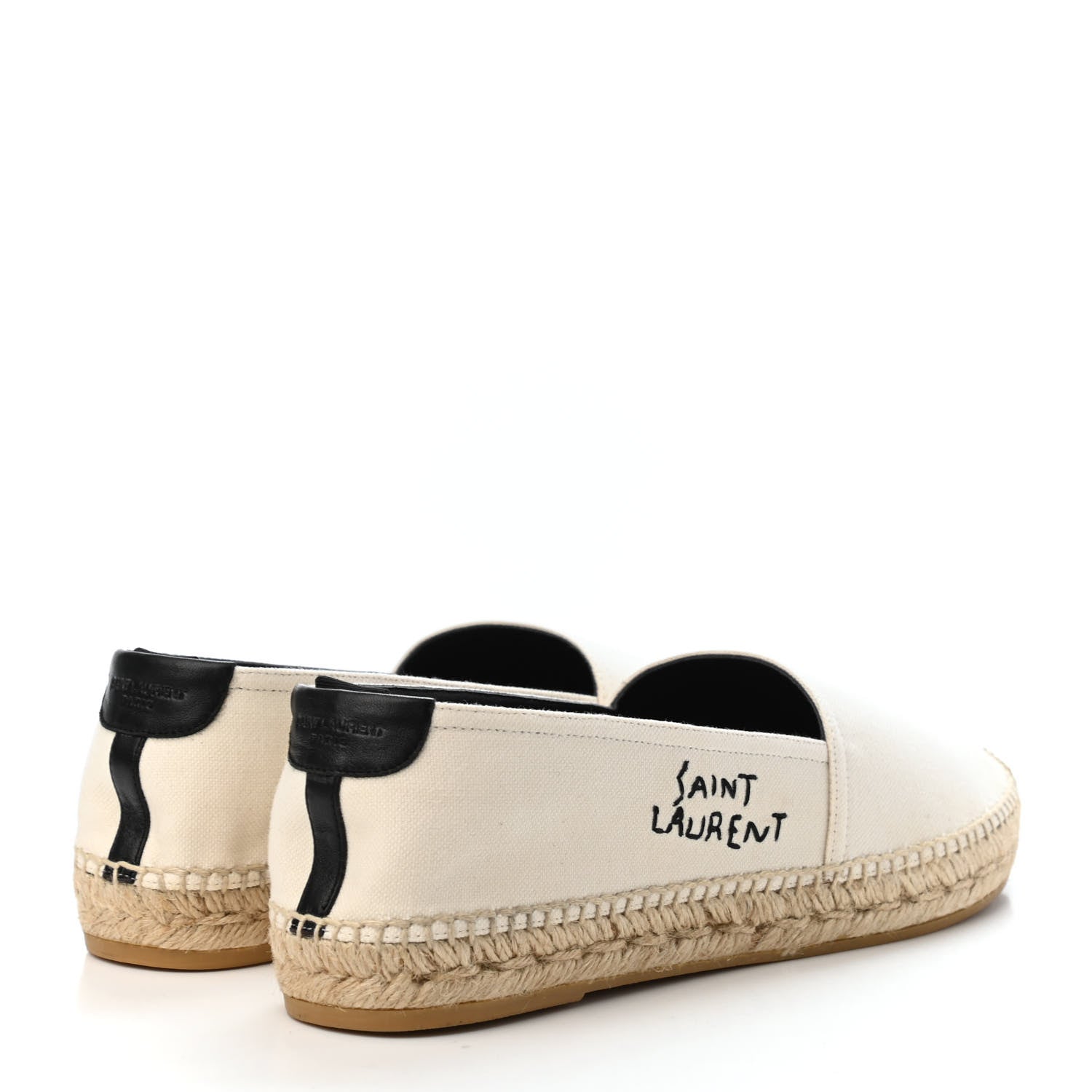 Saint Laurent Canvas Nappa Elba Light Logo Embroidered Espadrilles 39.5 Panna 3 of 4